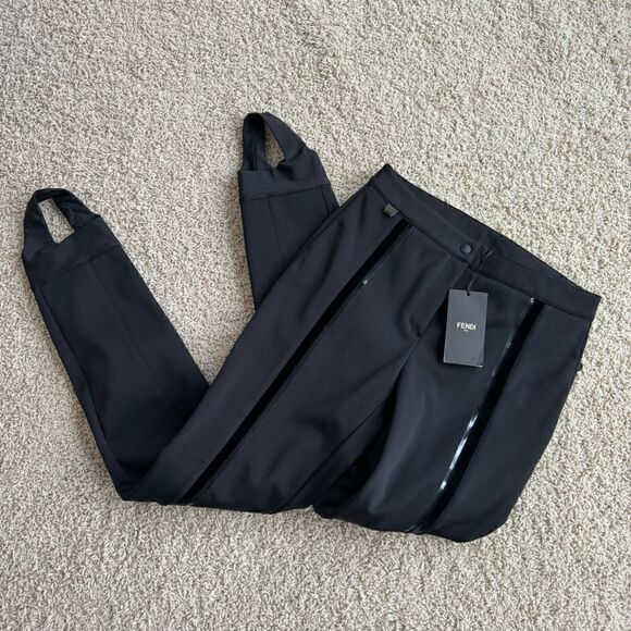 Fendi Ski Tech Pants Trousers Stirrup Snow Pants Black Logo Skiwear 6 NWT - Picture 1 of 8